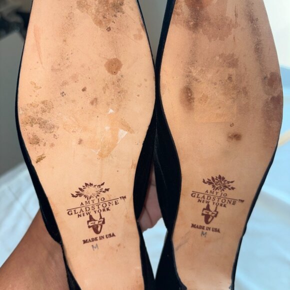 VINTAGE Y2K Embroidered Velvet Martini Kitten Mules Size 7 Made in USA - Picture 7 of 9